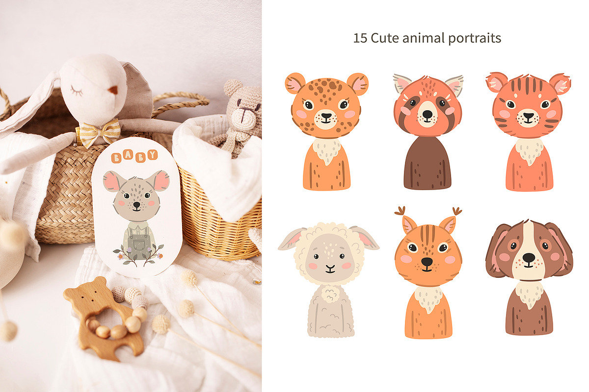 Animal babies cute illustrations, an Animal Illustration by OxanaTally (Photo 3 of 13)
