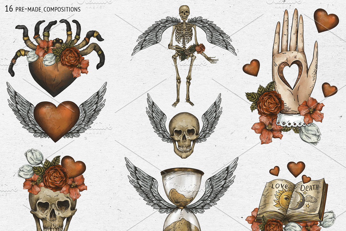 Love and Death Tattoo Symbols, an Illustration by Belusuab (Photo 4 of 10)