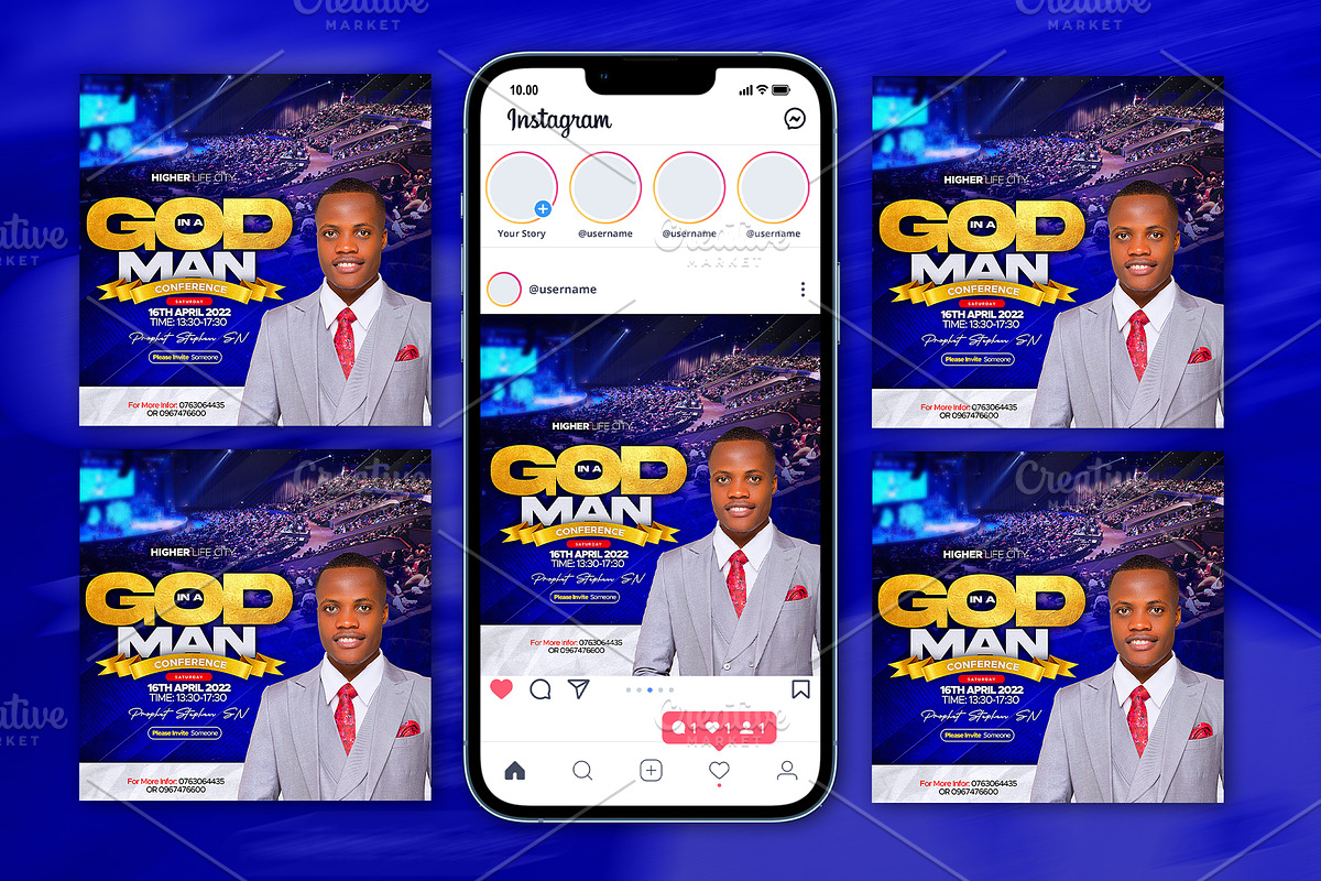 God in a Man Church Flyer Template, a Social Media Template by church flyer templates (Photo 8 of 8)