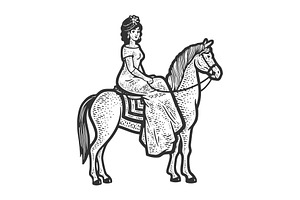 Old Fashioned Girl Riding Horse