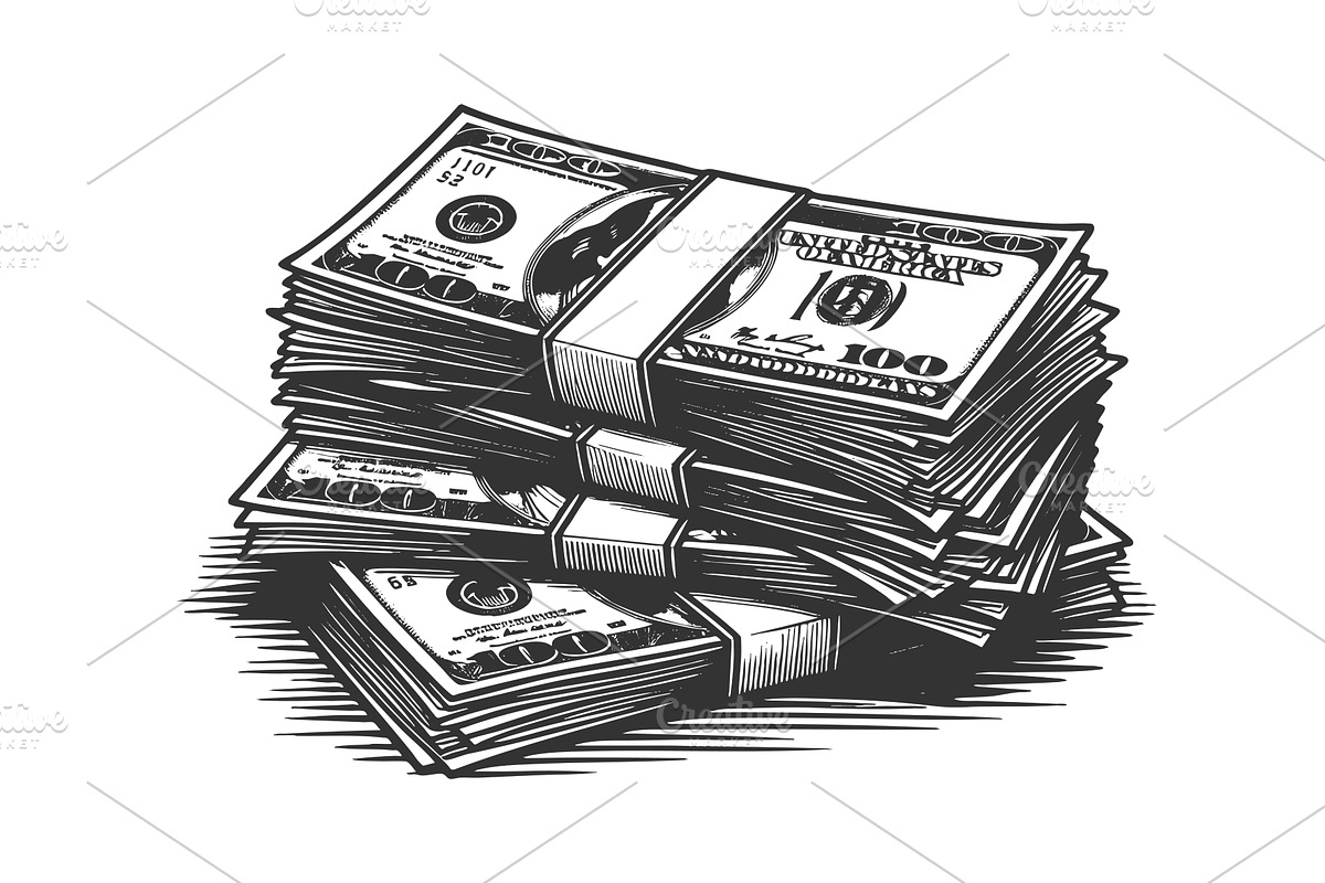 Stack of Cash Illustration in, a Finance Illustration by AlexArt