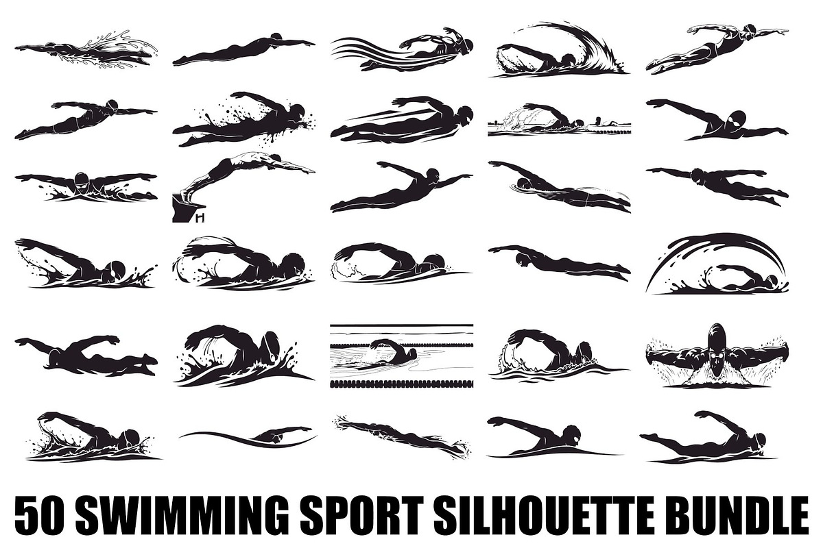 Swimming Sport Silhouette Vector Bun, an Illustration by jahid234 (Photo 1 of 51)