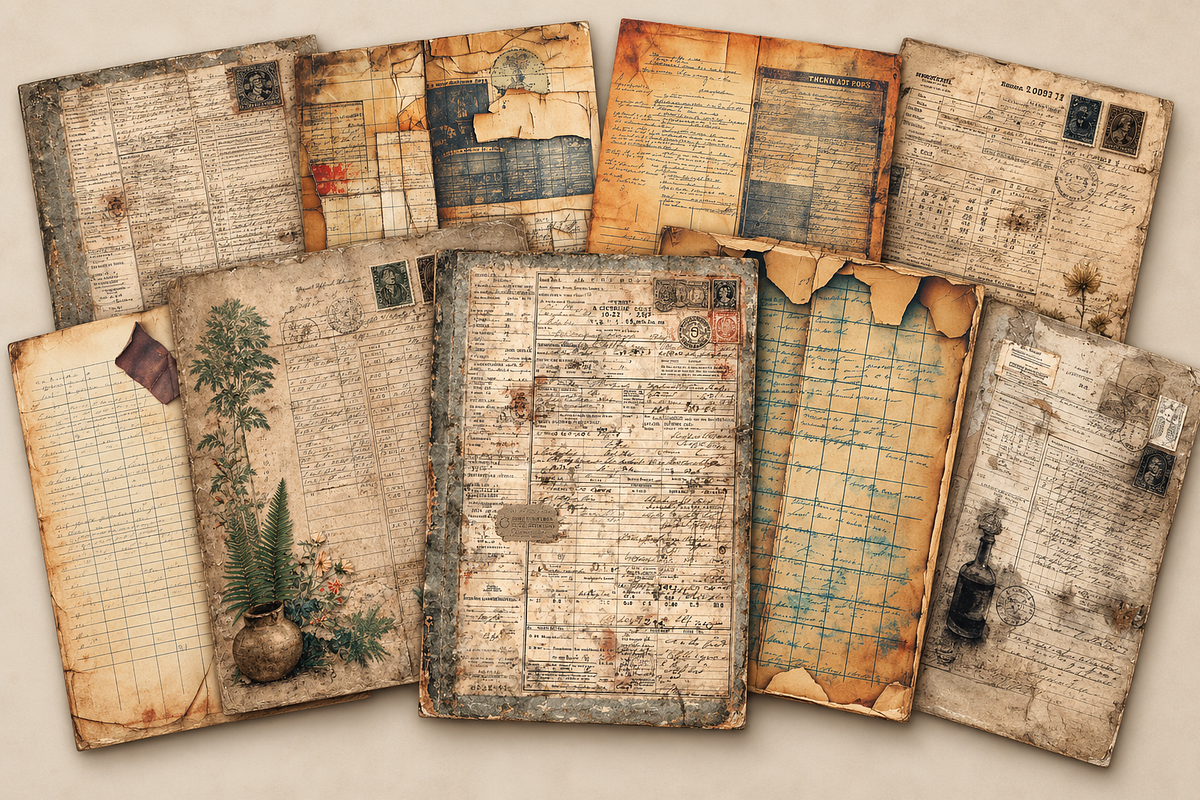 Antique Ledger Junk Journal, a Background Graphic by Printable Treasure (Photo 3 of 3)