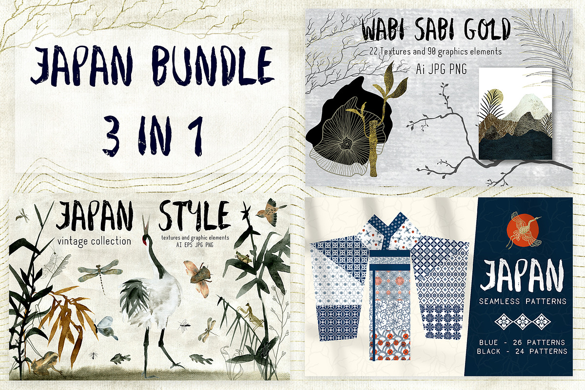 Bundle Japan style!, a Decorative Illustration by KomannaArt (Photo 1 of 22)