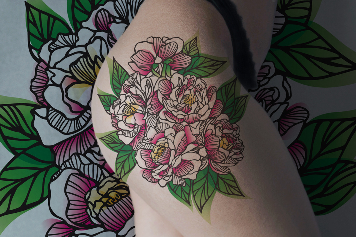 Peonies Tattoo Design, an Illustration by YENTY JAP CO (Photo 2 of 4)