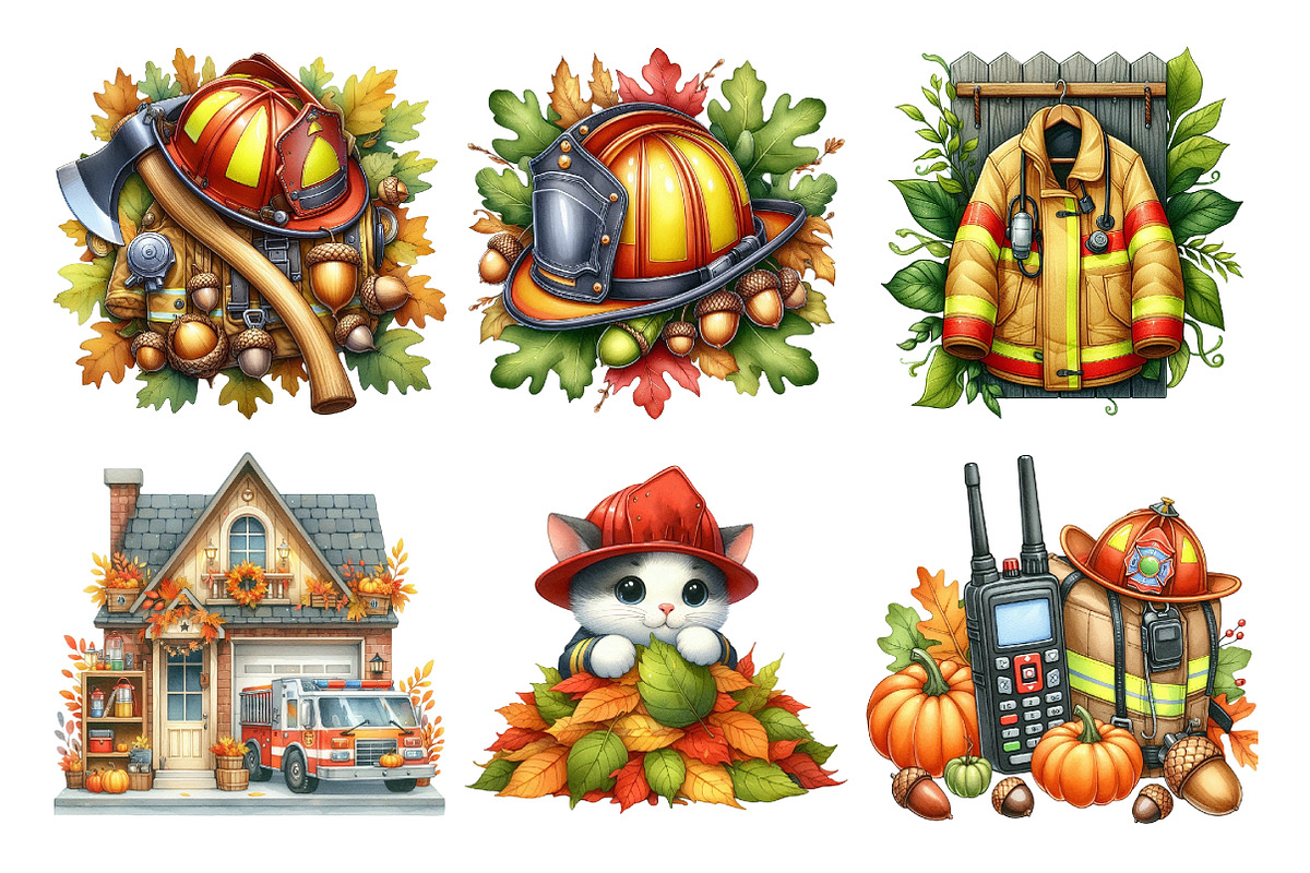 Autumn Firefighter Clipart, an Illustration by Daily.Designs (Photo 5 of 5)