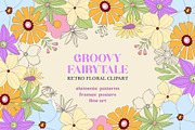 Retro flowers. Groovy summer clipart, an Object Graphic by Sofico (Thumbnail 1 of 23)