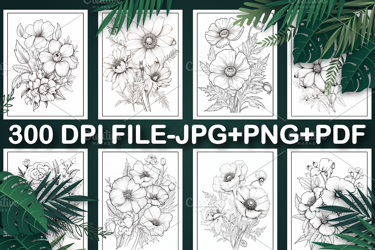 100 Wild Flowers Coloring Pages - KD, a Stationery Template by Design Station (Photo 2 of 5)