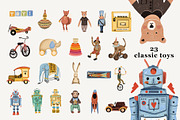 Vintage toys. Hand drawn clipart set, an Illustration by Cocoa studio by Eliza M (Thumbnail 2 of 8)