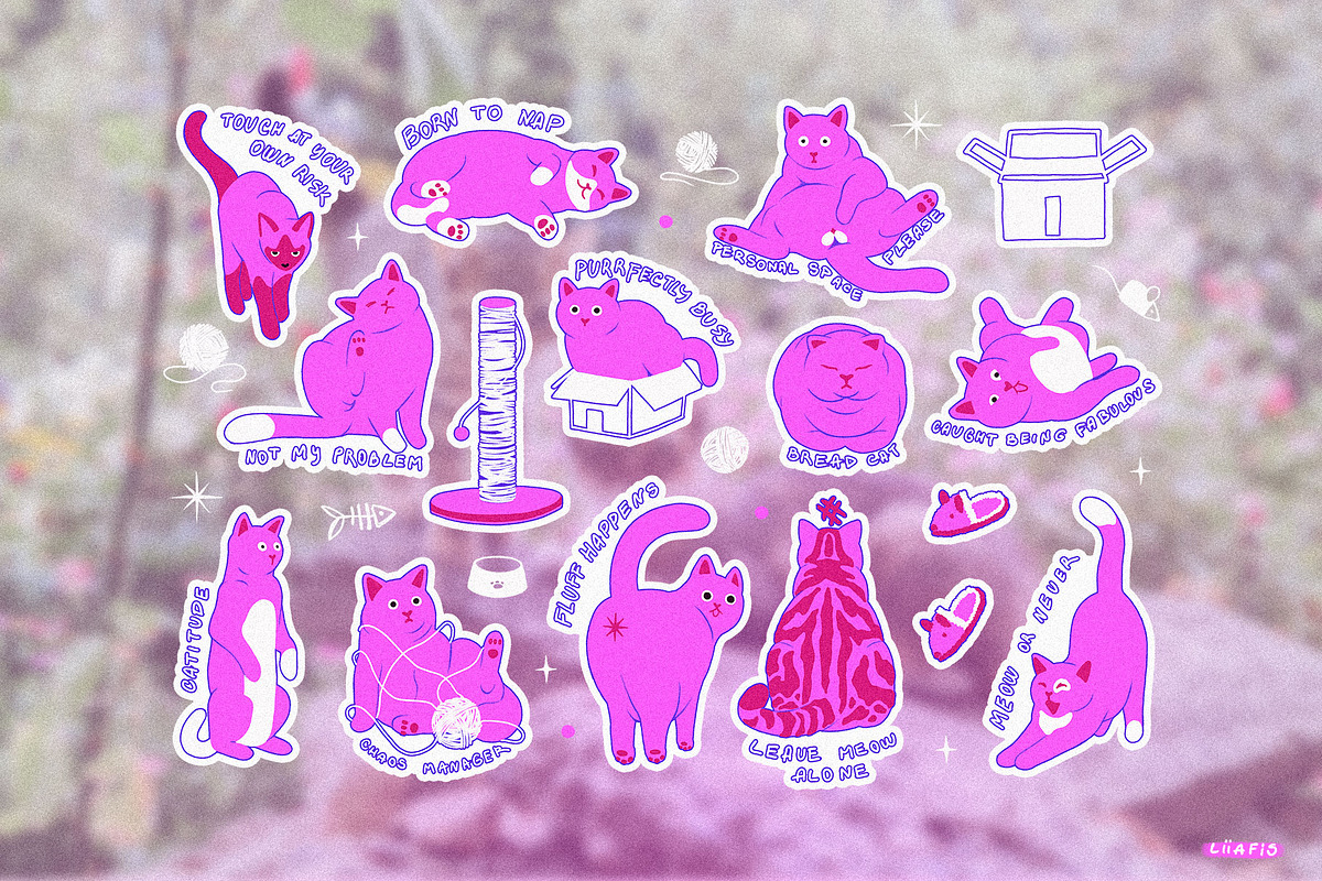 Funny Cats Illustration Collection, an Animal Illustration by Liiafis (Photo 6 of 11)