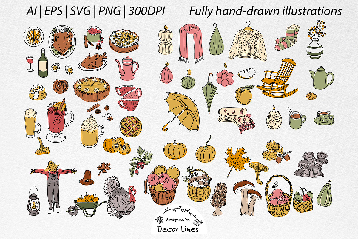 Cozy Thanksgiving Clipart Bundle, a Decorative Illustration by Decor Lines (Photo 2 of 10)