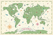 Vintage Kids World Map - Vector, a Graphic by PorcuPen Works (Thumbnail 1 of 6)