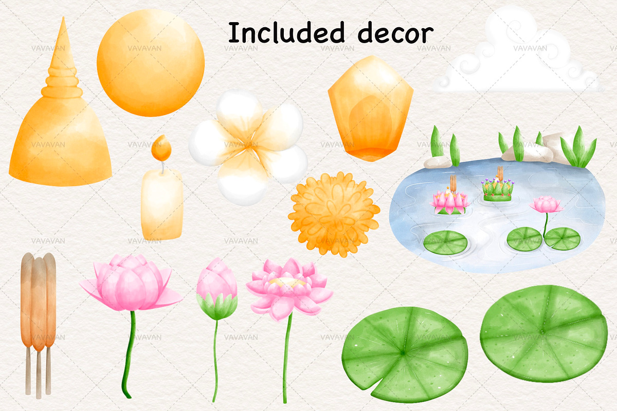 Loy krathong festival Thailand, a Decorative Illustration by Vavavan Artwork (Photo 3 of 4)