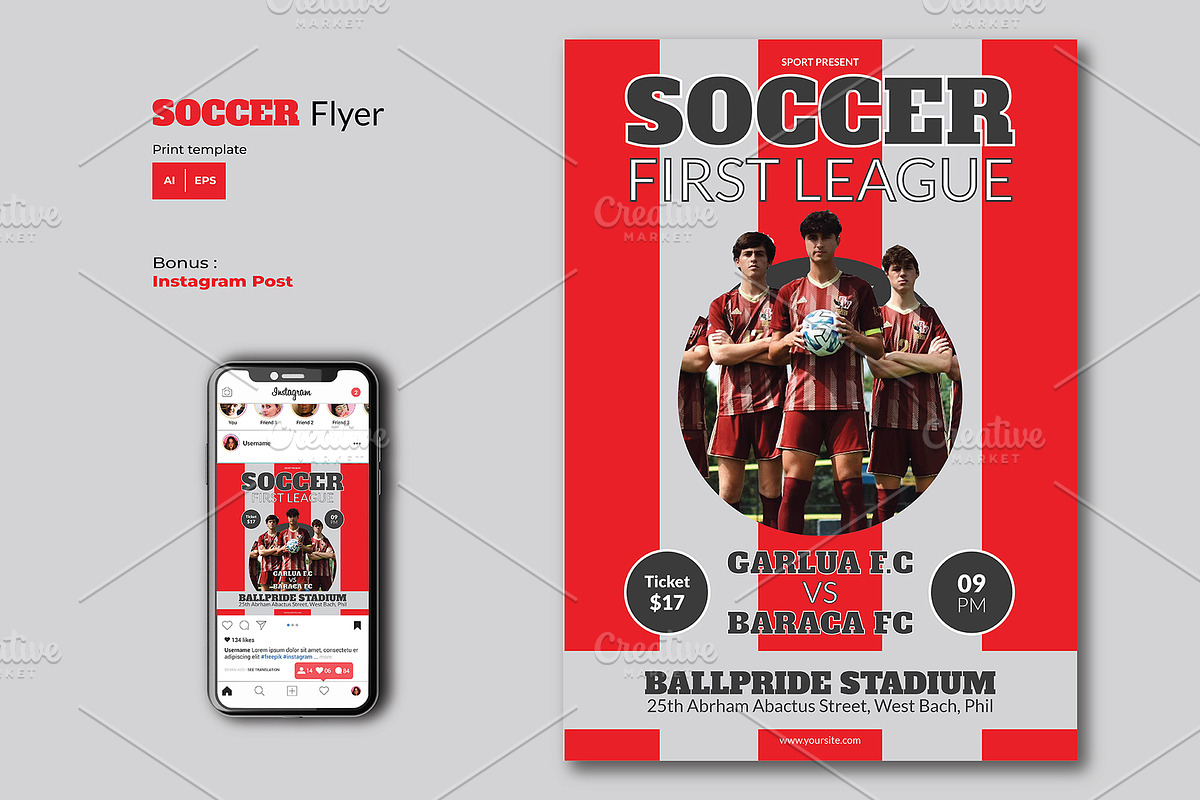 Soccer Flyer, a Flyer Template by LIOKIVA Studio