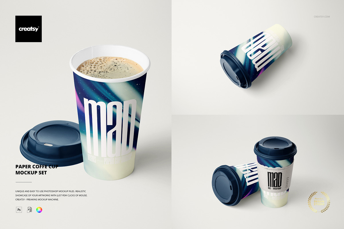 Paper Coffee Cup Mockup Set, a Cups & Container Mockup by creatsy5 (Photo 1 of 8)