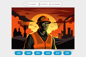 A weary but determined construction, a Graphic by SaroStock
