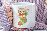 Christmas Cat Kitten Stocking PNG, an Illustration by CraftArtStudio (Thumbnail 3 of 4)