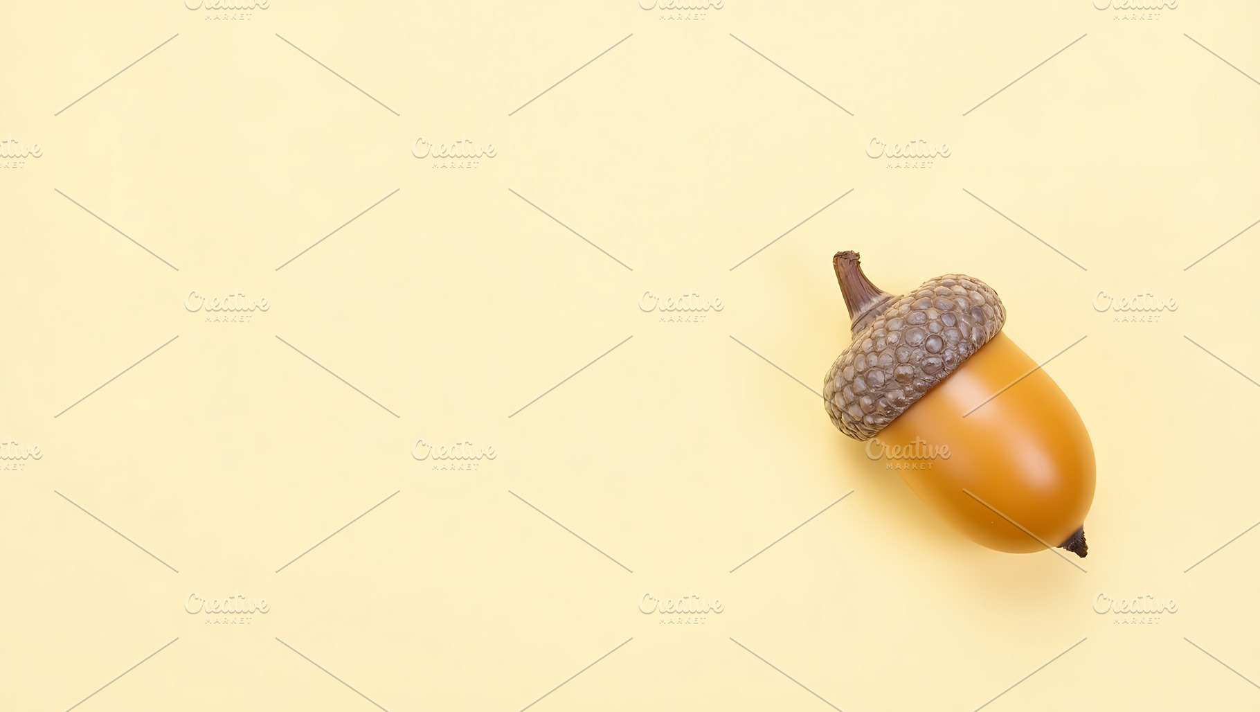Single acorn with cap on a soft yell, a Food & Drink Photo by Artonix
