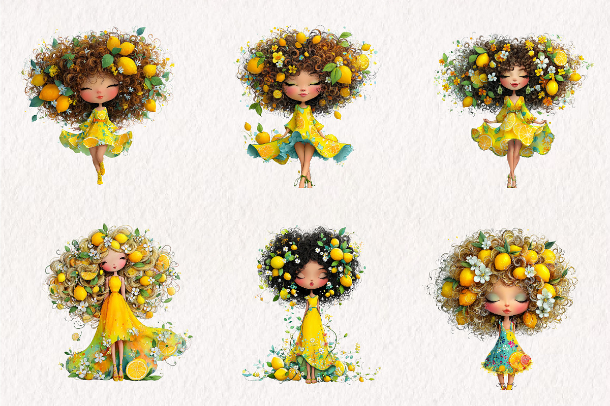 Whimsical lemon Girl Clip Art, an Illustration by CreationArt (Photo 5 of 7)