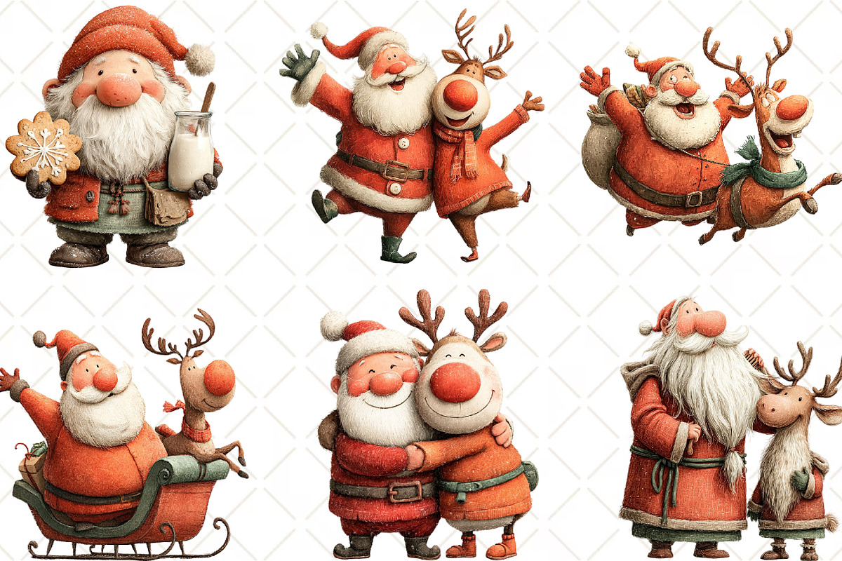 Santa And Reindeer Clipart, an Illustration by Black Bird Studio (Photo 5 of 6)