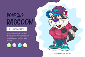 Pompous Cartoon Raccoon. T-Shirt, an Animal Illustration by KENO Mascots
