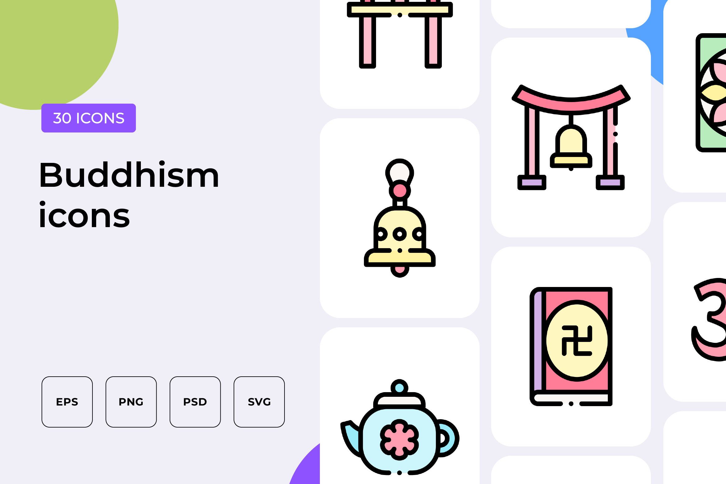 Buddhism icons, an Outline Icon by Wencory