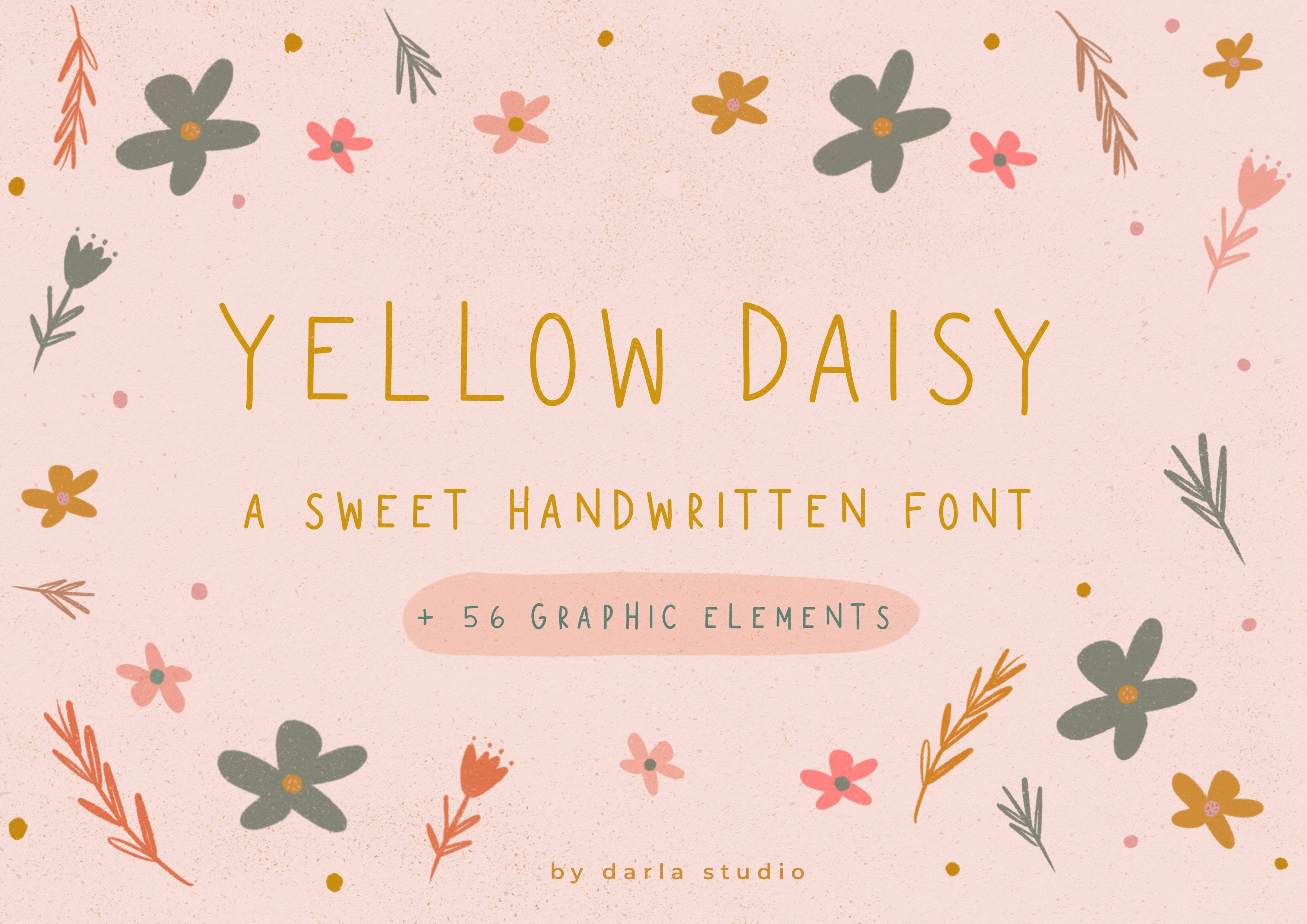 Yellow Daisy - Handwritten Font | Creative Market