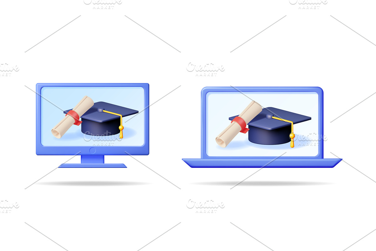 Digital diploma and graduation cap, an Education Illustration by Abscent