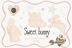 SWEET BUNNY hand drawn vector pack