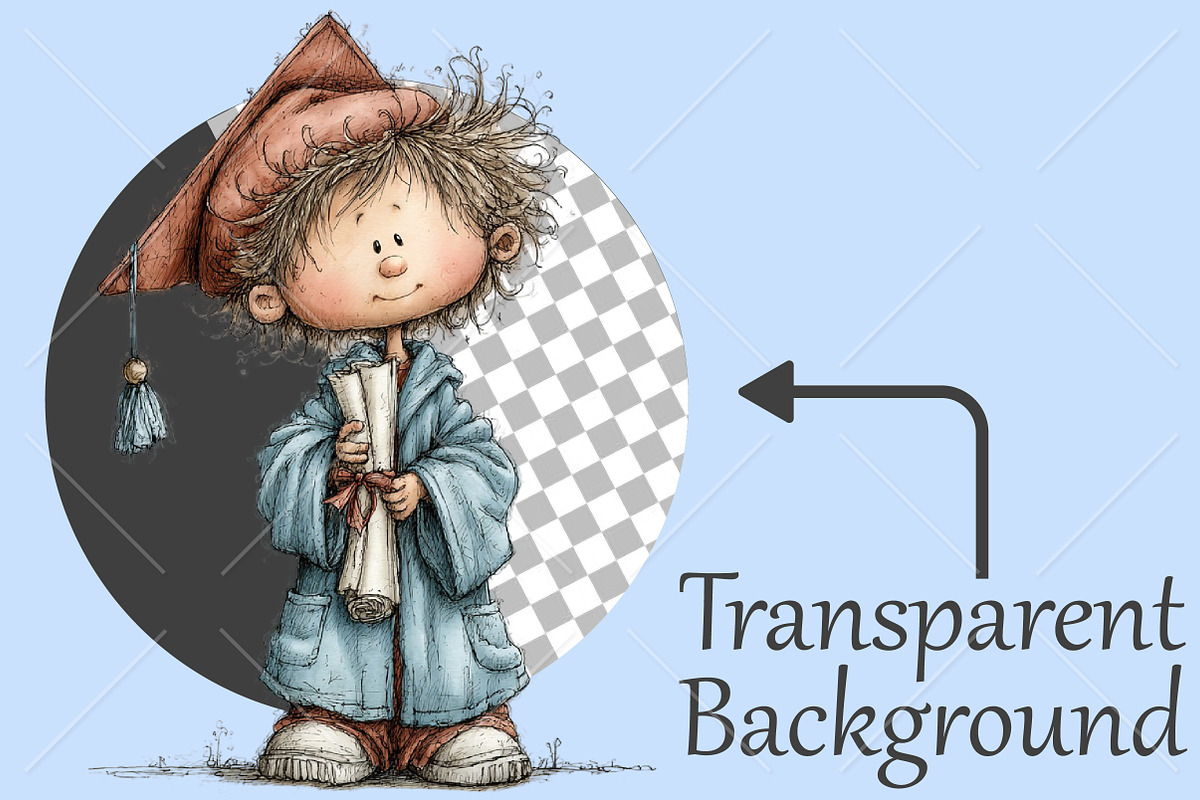 Whimsical Graduation Kids Clipart, a Seasonal Illustration by Canvas Craft (Photo 2 of 10)