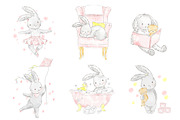 Sweet Bunny Girl watercolor clipart, an Animal Illustration by Magic Story Studio (Thumbnail 2 of 6)