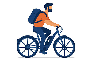 Cyclist riding an electric bike with, a Sport Illustration by ZinetroN