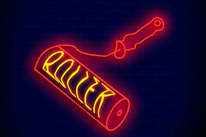 Roller Neon Sign Text Effect PSD Edi