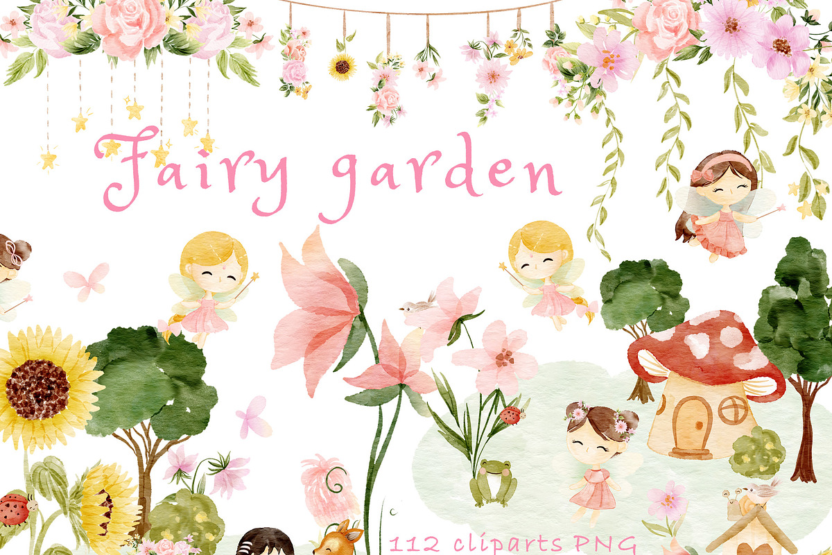 Fairy garden clipart, an Illustration by heyiamalice (Photo 1 of 12)