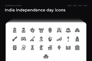 India independence day icons, an Outline Icon by Wencory