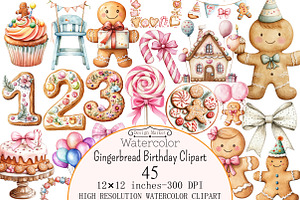 Gingerbread Birthday Clipart