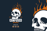 Confused Human Skull Illustration, an Object Illustration by Decoconio Design (Thumbnail 1 of 3)