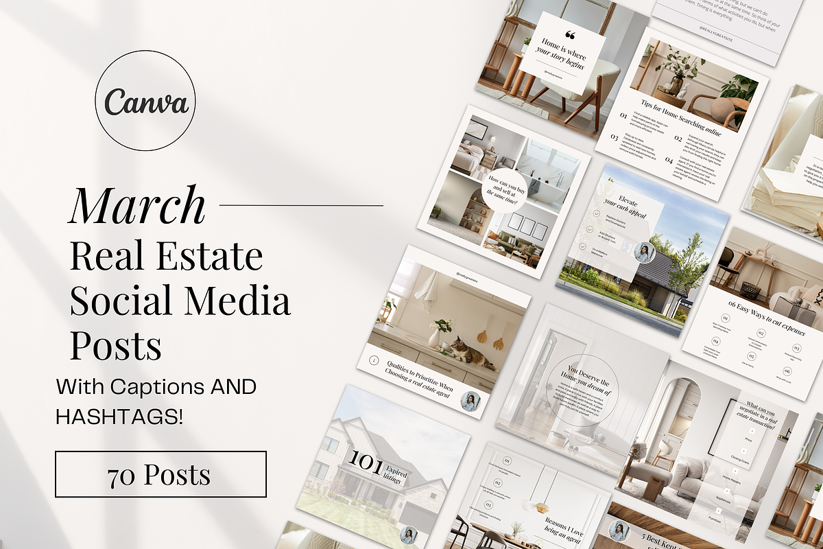 March Real Estate Posts & Captions, a Social Media Template by Marketing Templates Co. (Photo 1 of 10)