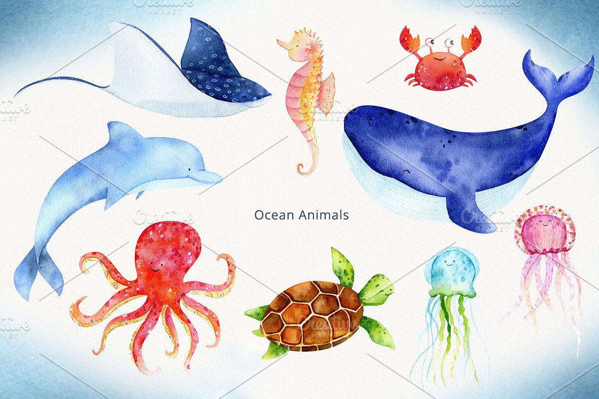 Mermaids and Under sea animals, an Animal Illustration by Watercolor Nastasia Art (Photo 3 of 19)