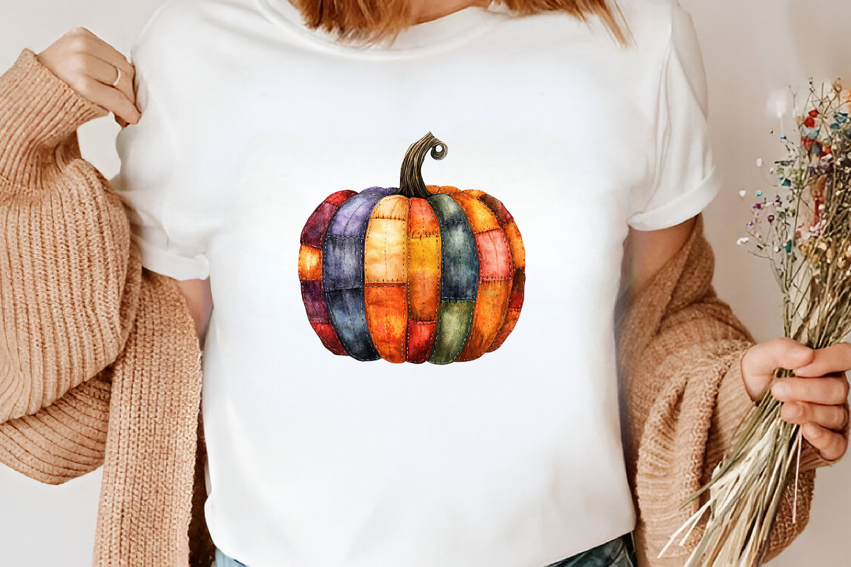 Halloween Patchwork Pumpkin Clipart, an Illustration by Canvas Craft (Photo 4 of 9)