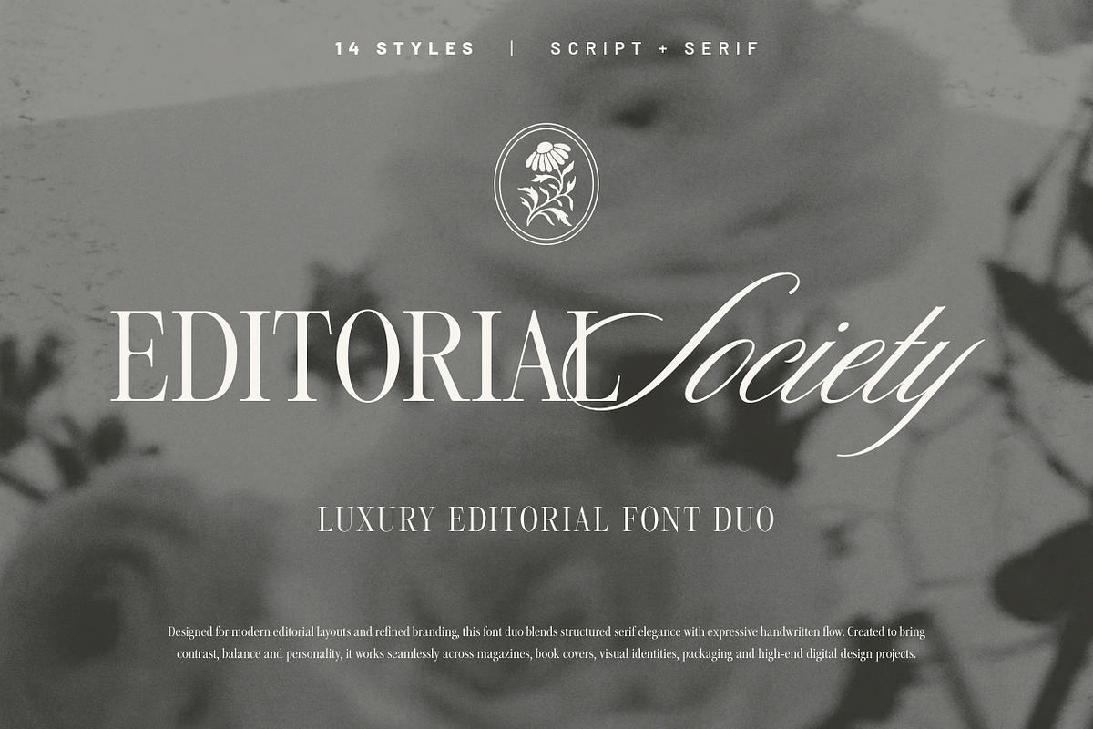 Editorial Society - Luxury Font Duo, a Script Font by Davide Bassu (Photo 21 of 34)