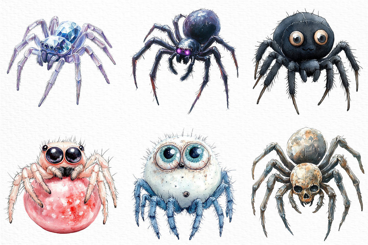 Watercolor Halloween Spider Clipart, an Illustration by Craft Nest (Photo 3 of 6)