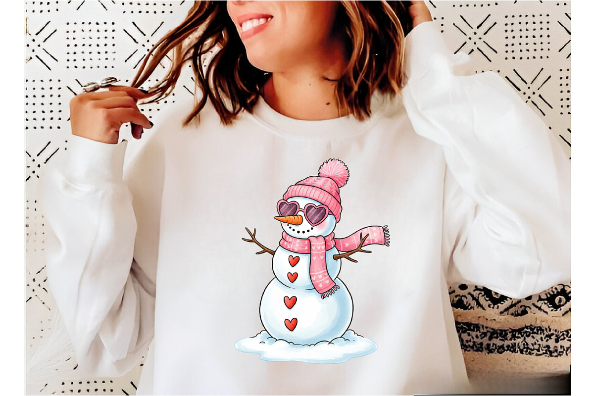 Retro Pink Snowman Png,Merry Christm, an Illustration by Designking (Photo 3 of 5)