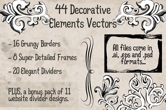 44 Decorative Vector Elements Pack preview 6