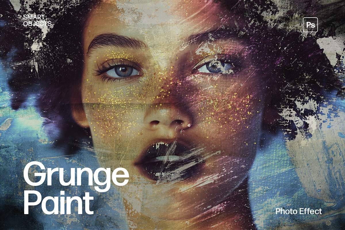 Grunge Paint Photo Effect Template, a Layer Style Add-On by DesignerCandies (Photo 1 of 7)