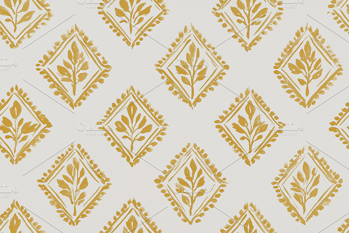 Seamless pattern. Repeating pattern showing yellow watercolor botanical element, a Pattern Graphic by Studio ANNA