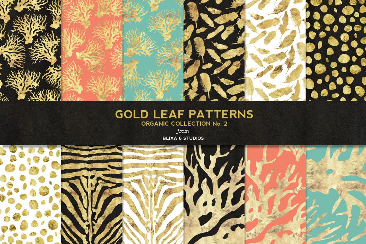 Organic Gold Leaf Digital Patterns, a Pattern Graphic by Blixa 6 Studios (Photo 1 of 4)