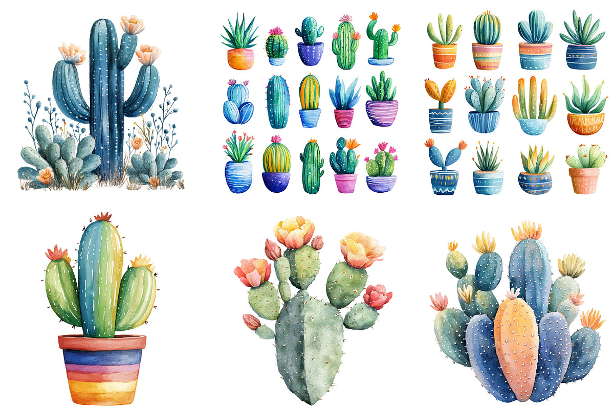 Cactus Flower Clipart Bundle, an Illustration by Pixels.Craft (Photo 3 of 6)
