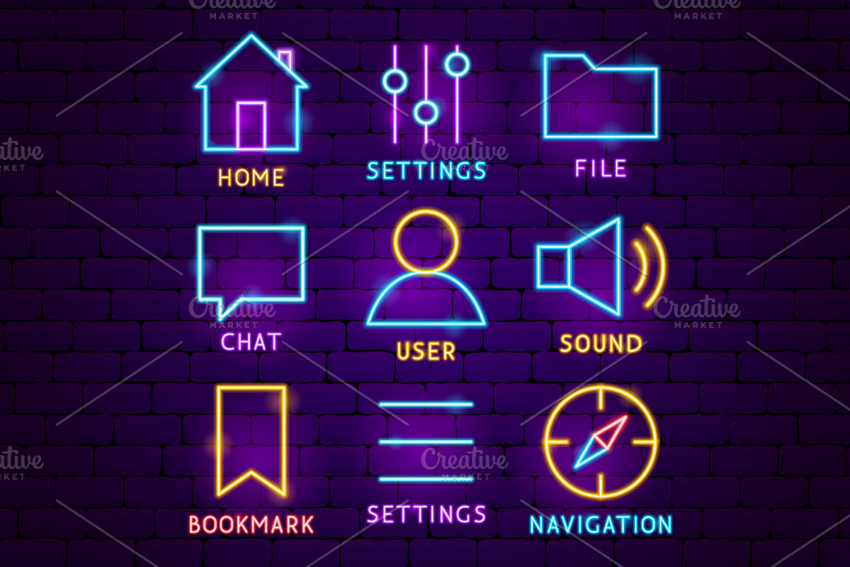 Web Design UI UX Neon Vector Icons, an Outline Icon by Anna_leni (Photo 5 of 6)
