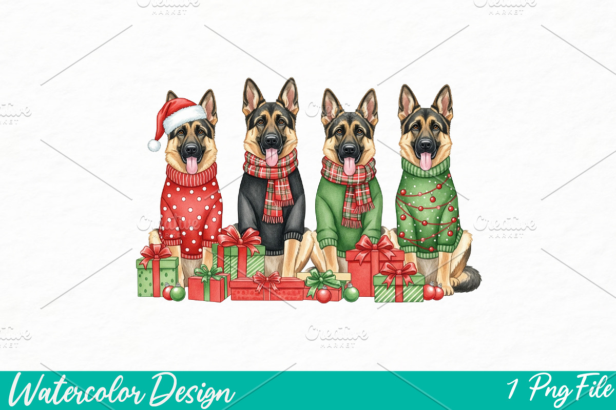 German Shepherd png Design, an Illustration by Watercolor design (Photo 1 of 3)